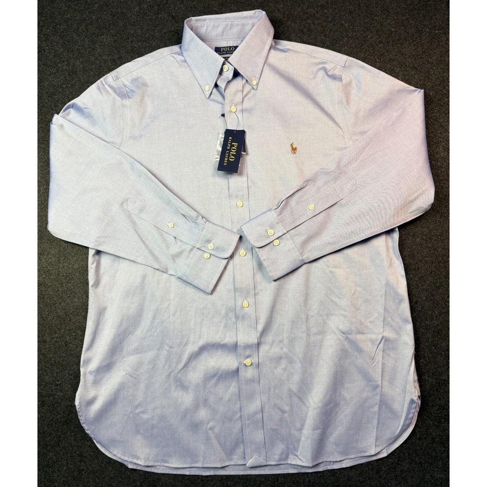 Polo Ralph Lauren Mens Classic Fit Oxford Shirt Blue Long Sleeve L 16.5 32/33